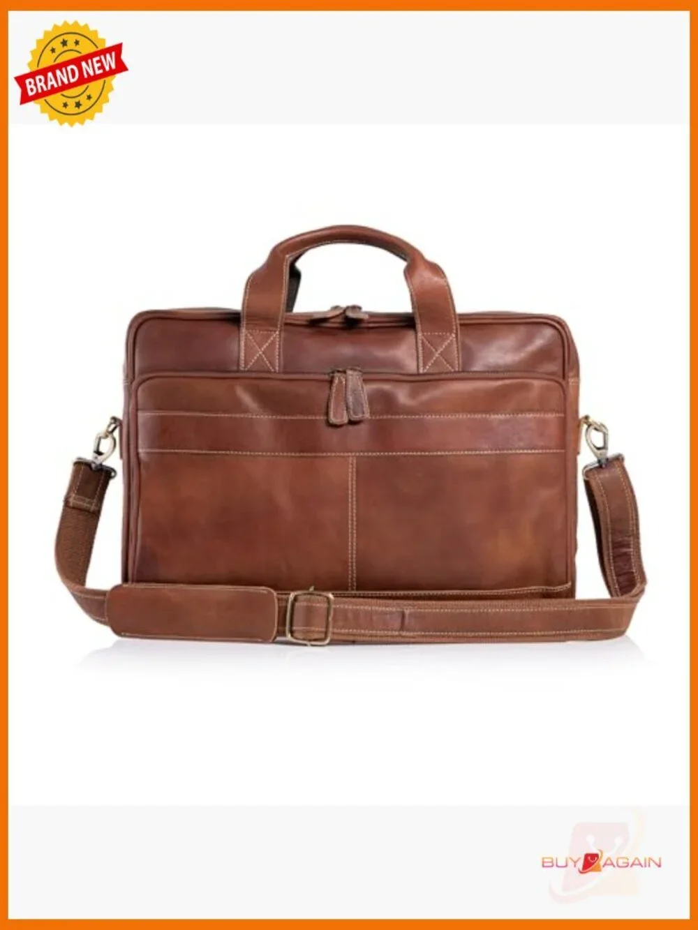 16 inch Leather Laptop Messenger Bag for Men Office Satchel